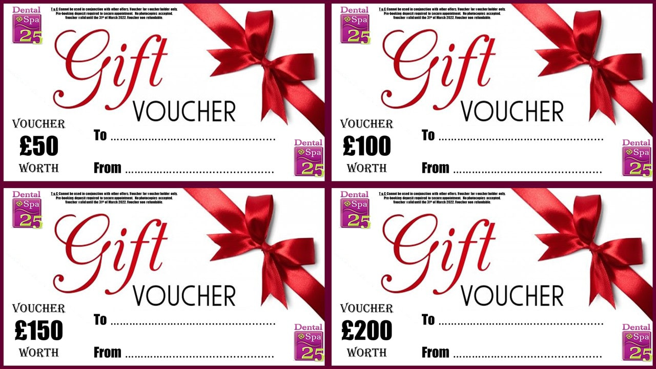 Christmas gift vouchers now available from Dental Spa 25 in Weston Super Mare 